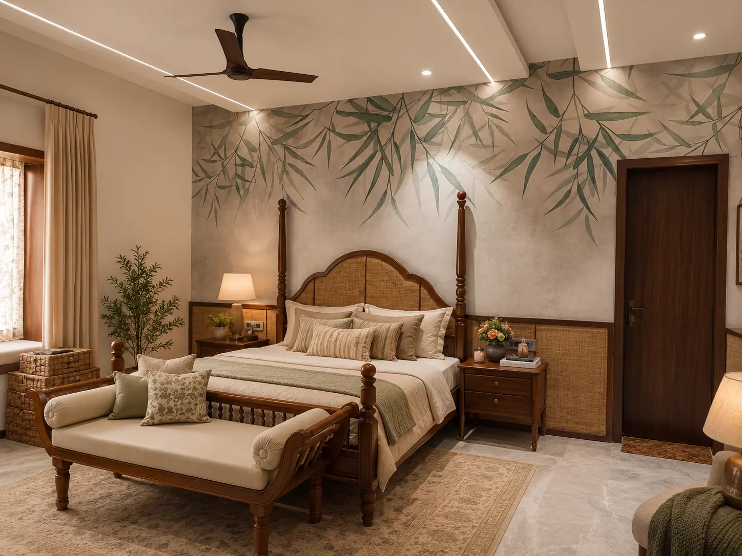 Dining area of the Vita villa with a timber table and pendant lighting