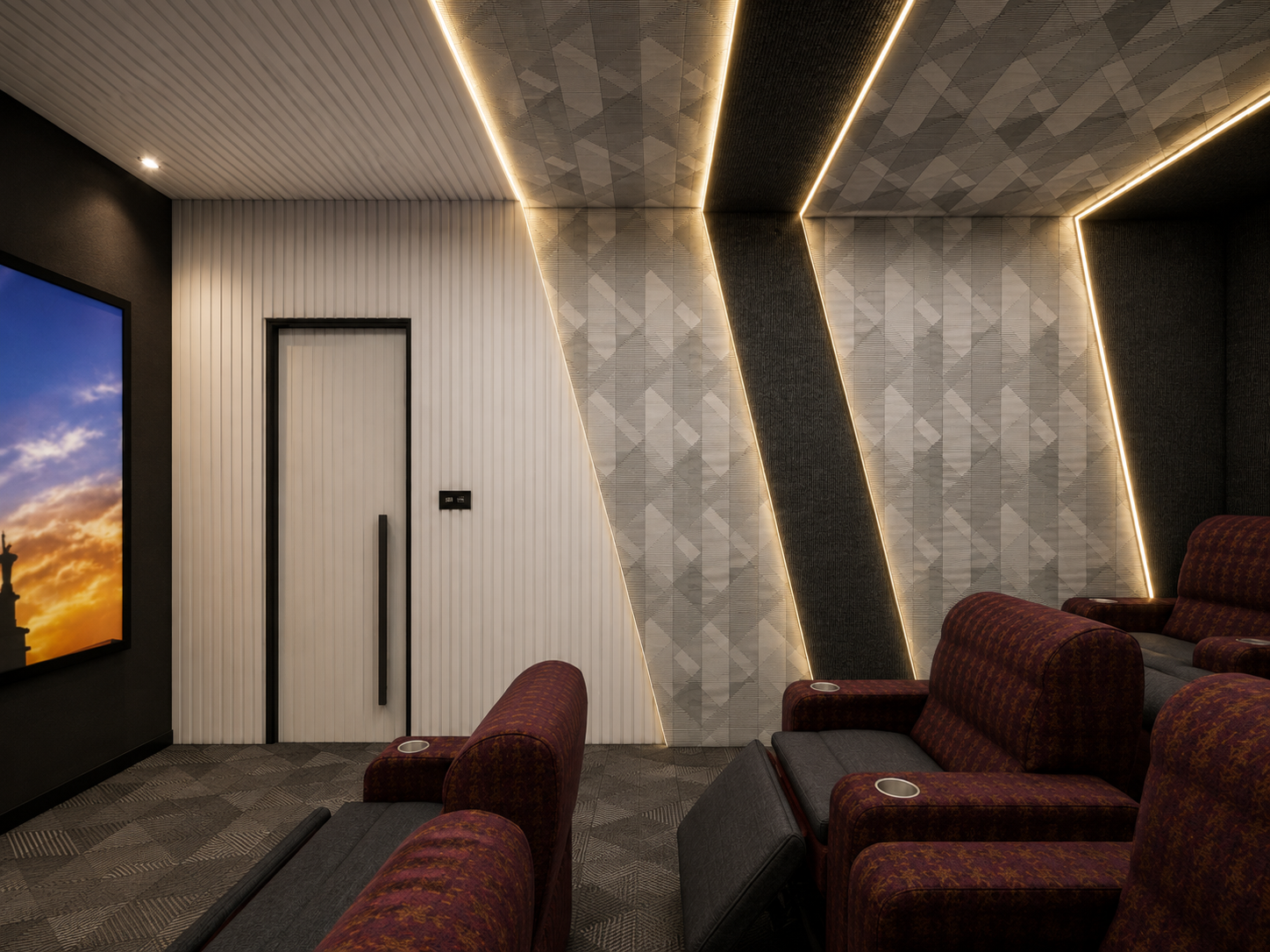 Gym of the Vita villa with mirrored wall and durable flooring